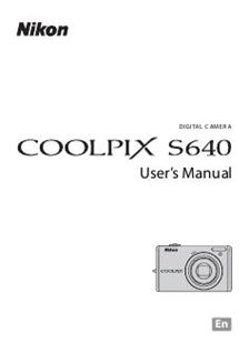 Nikon Coolpix S640 manual. Camera Instructions.